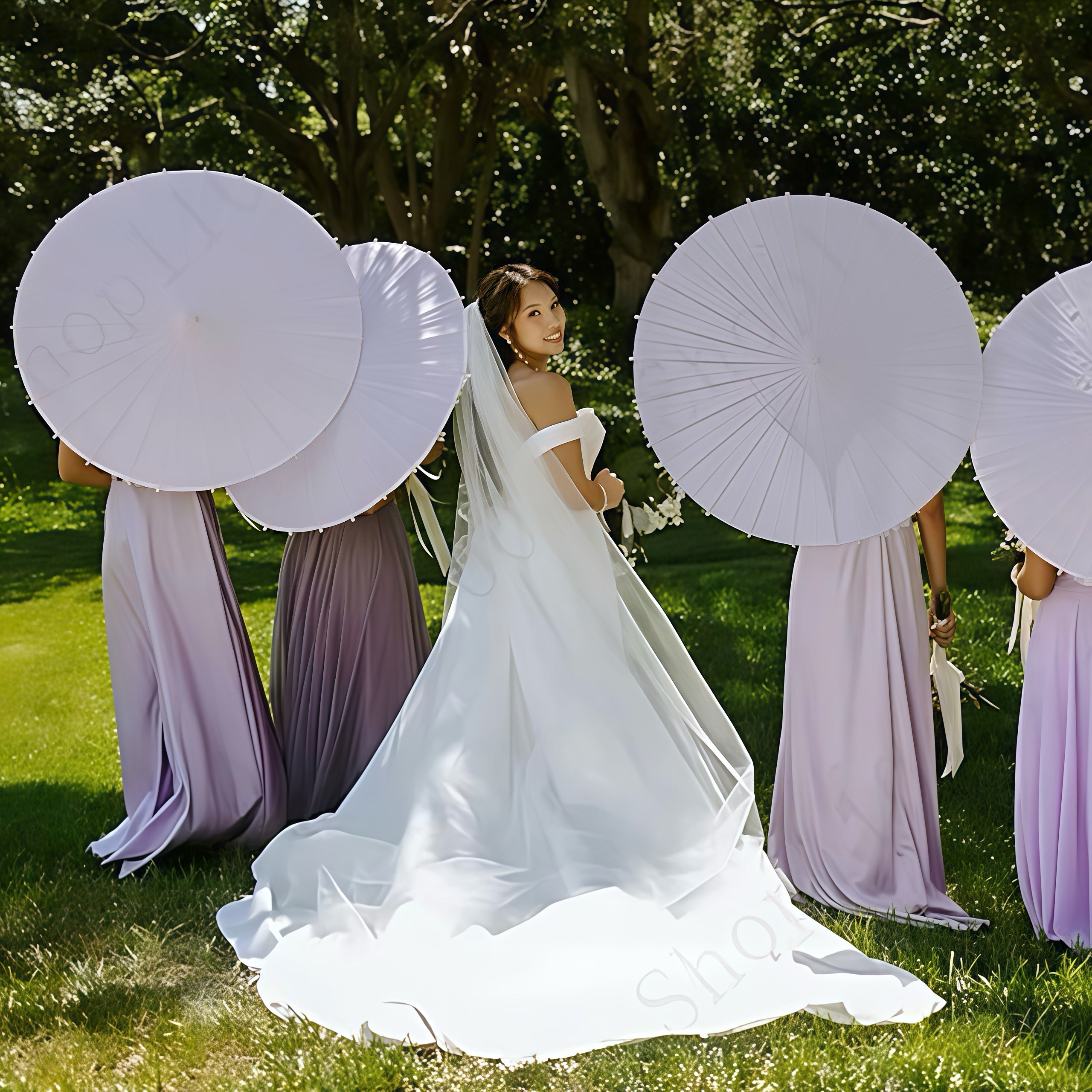 Customised Wooden Handle Paper Umbrella Parasols
