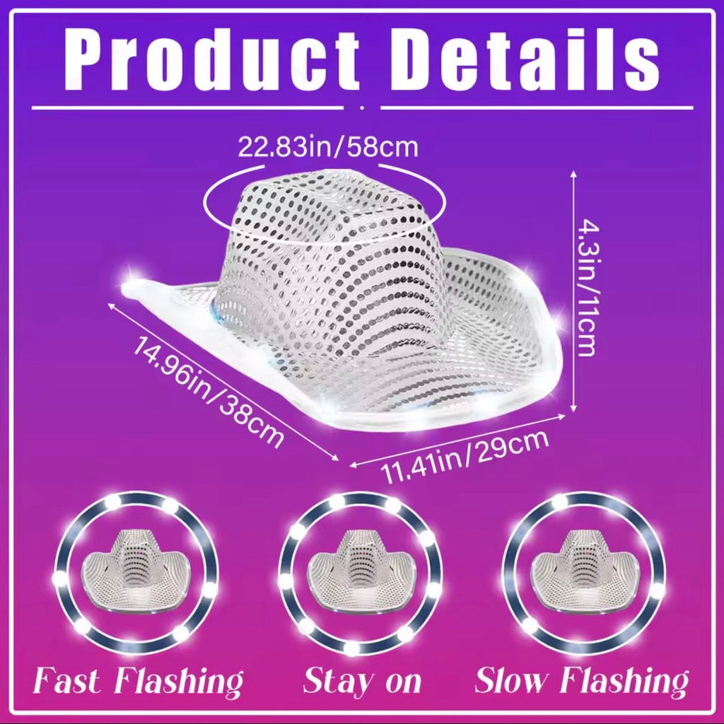 Light Up LED Cowboy Hats