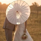 White Paper Umbrella Parasols Wooden Handle