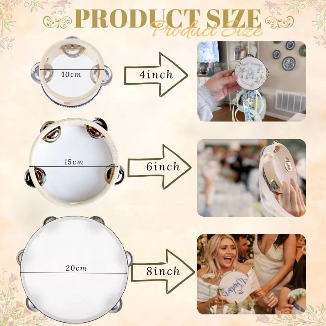 Wooden Handheld Tambourines Drums with Jingles