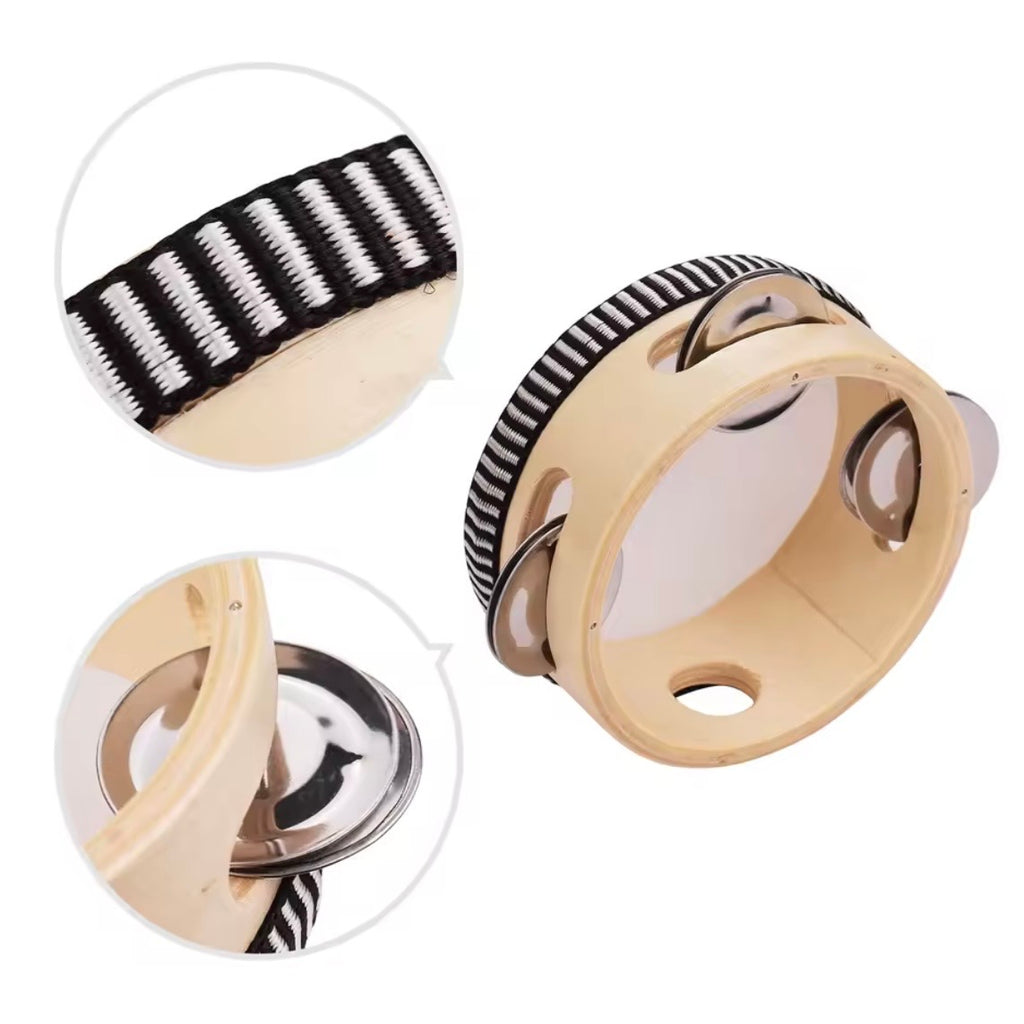 Wooden Handheld Tambourines Drums with Jingles