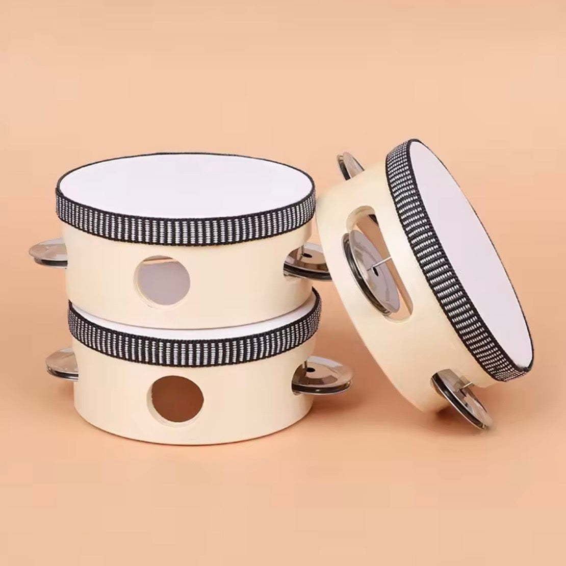 Wooden Handheld Tambourines Drums with Jingles