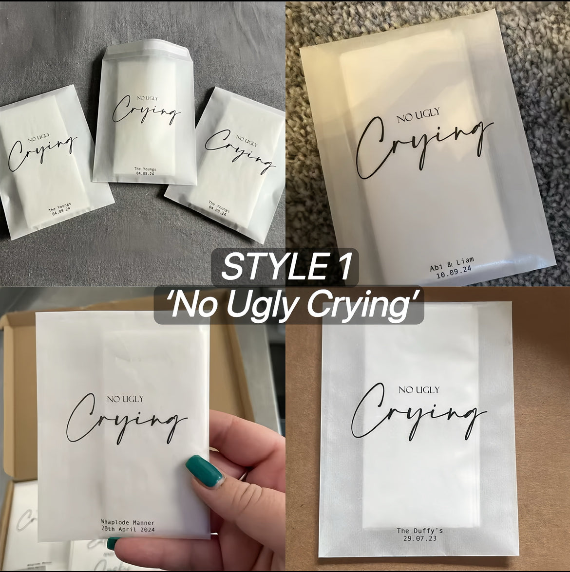 20/200PC 'For Your Happy Tears' Tissue Packets - Empty or Filled Tissue Bag (Can Be Personalised)