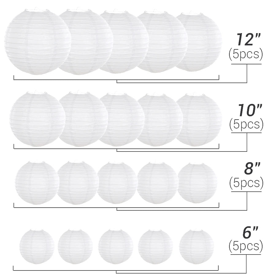 Mixed 6-12'' Colourful Paper Lanterns Optional LED Lights