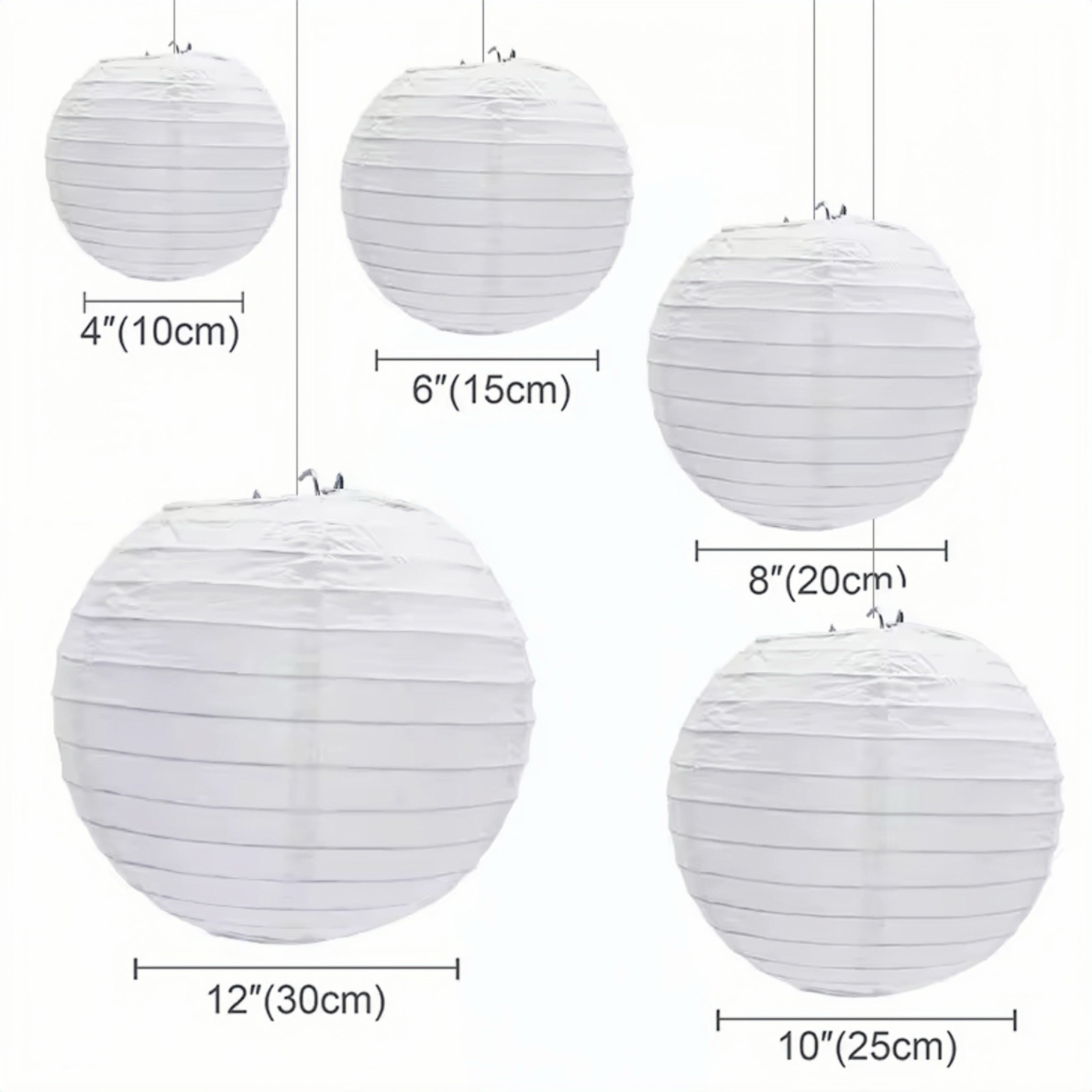 30/50/60PC Mixed 4-12'' Lantern Optional LED Lights