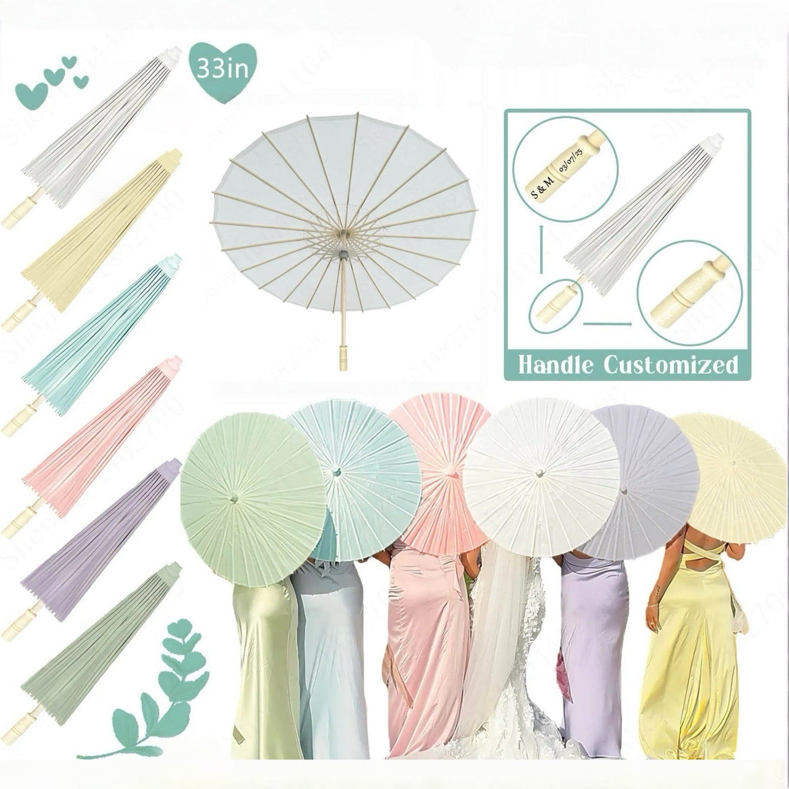 Customised Wooden Handle Paper Umbrella Parasols