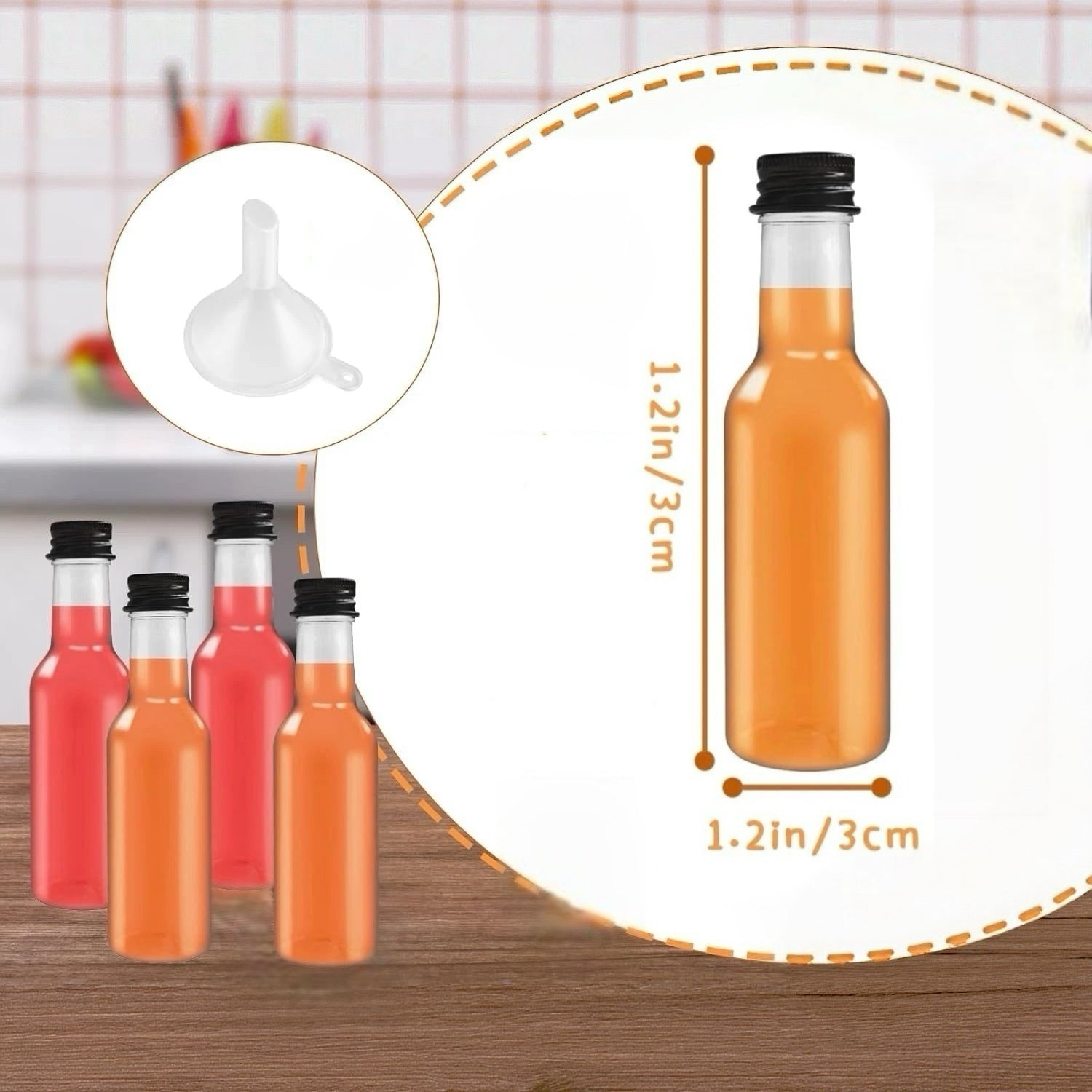 Mini Liquor Bottles with Funnels