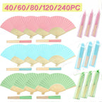 40-240PC Folding Hand Fans Optional Fabric Gift Bag
