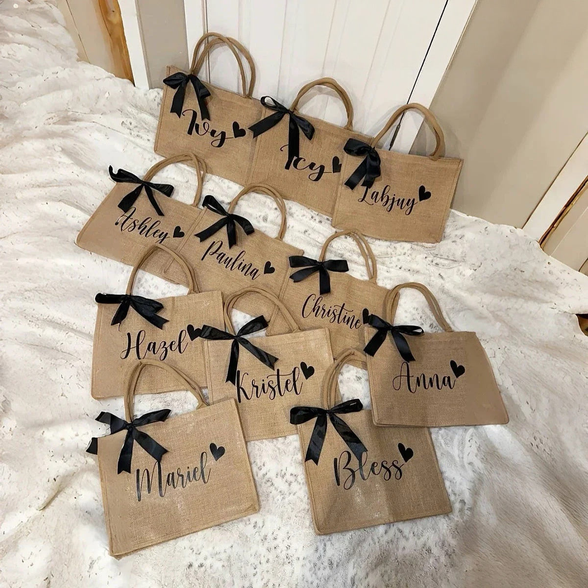 6-20PC Burlap Tote Bags with Handles