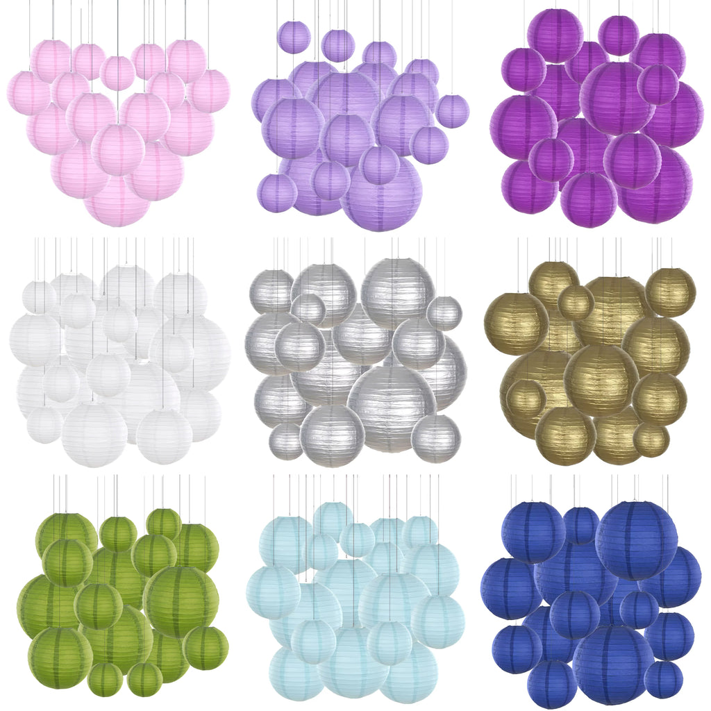 Mixed 6-12'' Colourful Paper Lanterns Optional LED Lights