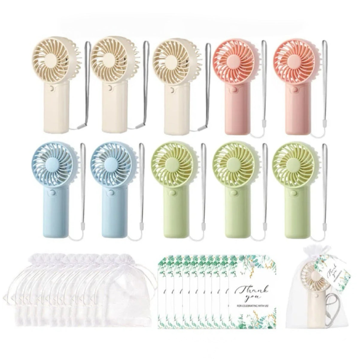 10-100PC Handheld Fans With Gift Cards & Bags