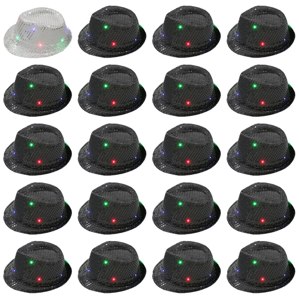 Light Up Straw Fedora Hats