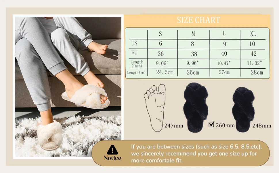 4-12 Sets Faux Fur Slippers