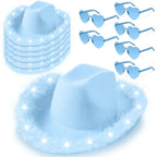 Light Up LED Cowboy Hat With Feather Optional Sunglasses