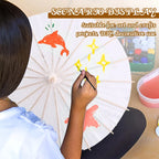 6PC 60/84cm White Paper Umbrellas Wooden Handle