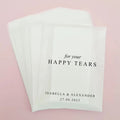 20/200PC 'For Your Happy Tears' Tissue Packets - Empty or Filled Tissue Bag (Can Be Personalised)