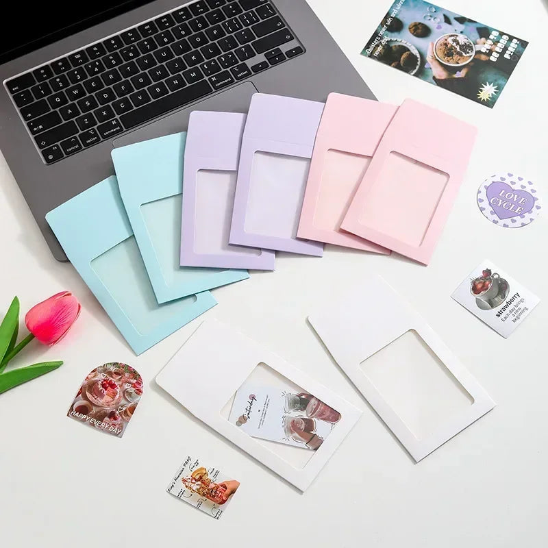 10PC Transparent Window Paper Envelopes Photo Card Holder