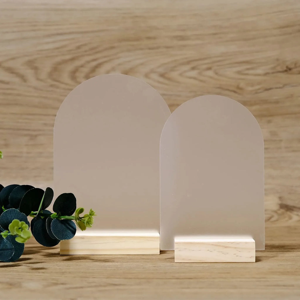 5-20PC Blank Frosted Arch Acrylic Sign with Wood Stand