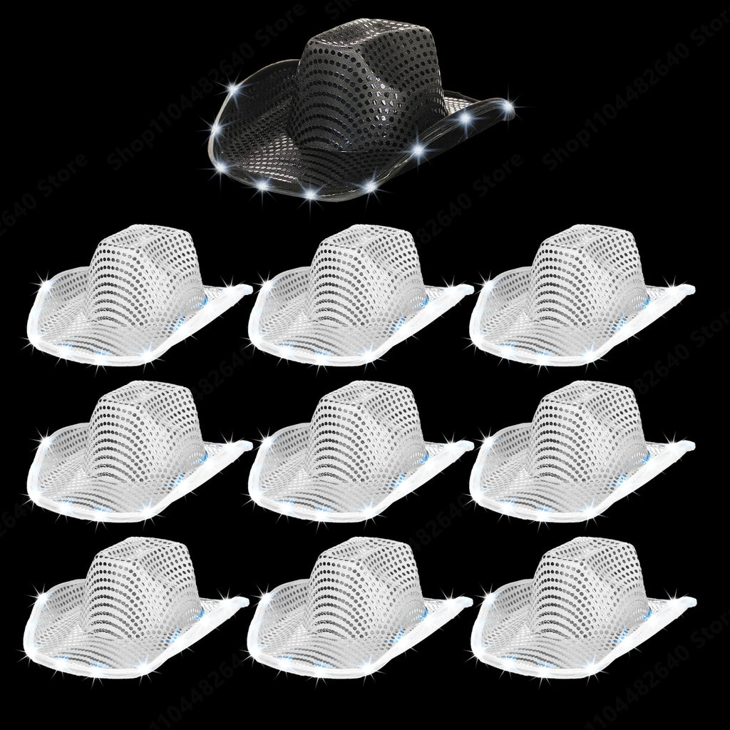 8-80PC Light Up LED Cowboy Hats