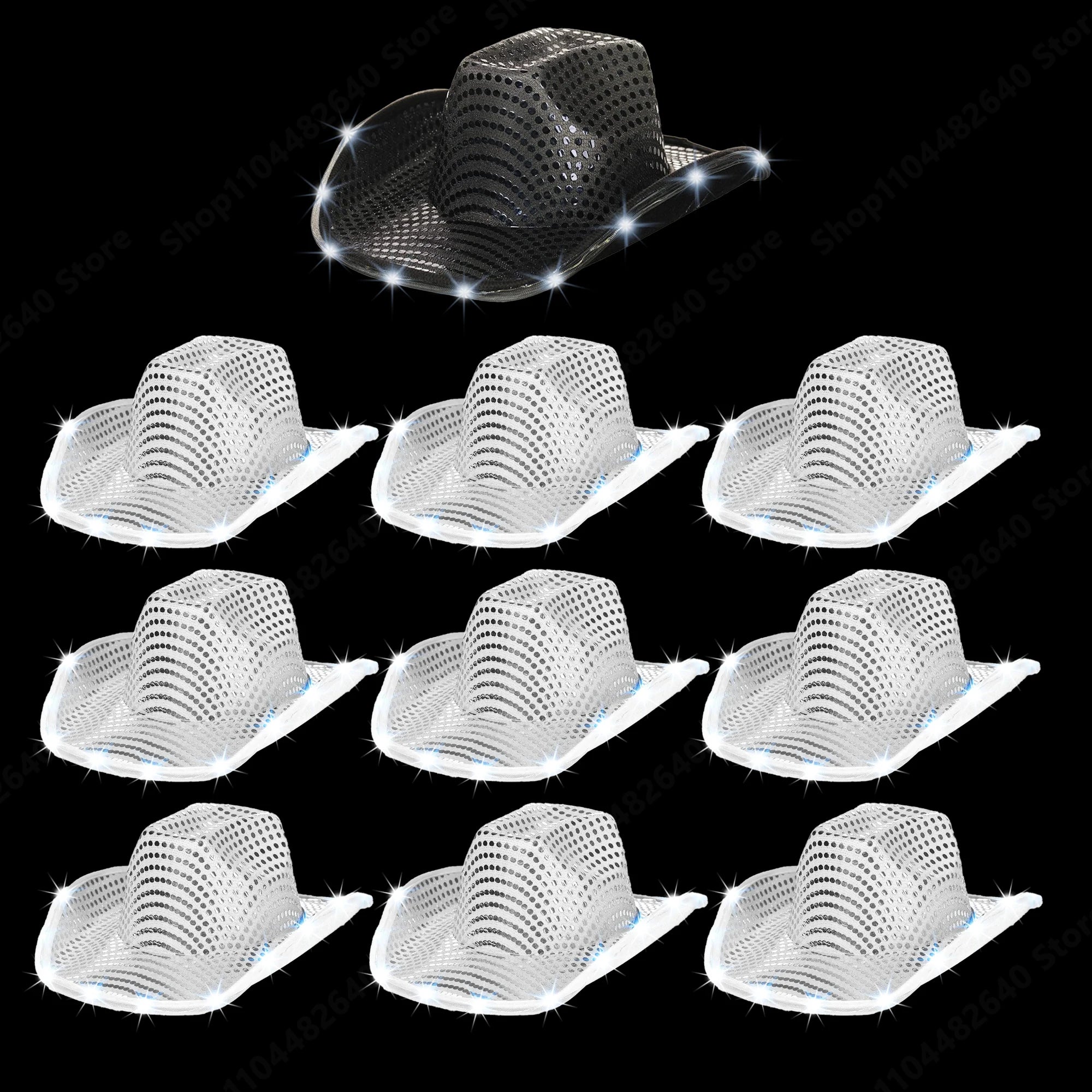 8-80PC Light Up LED Cowboy Hats
