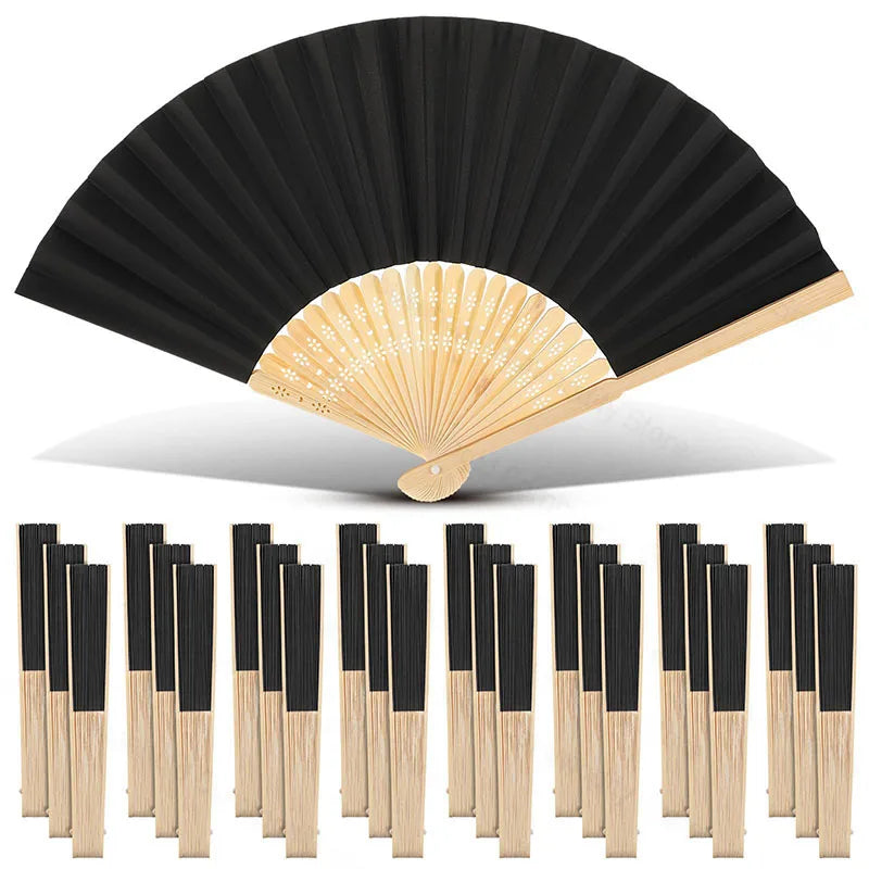 40-240PC Folding Hand Fans Optional Fabric Gift Bag