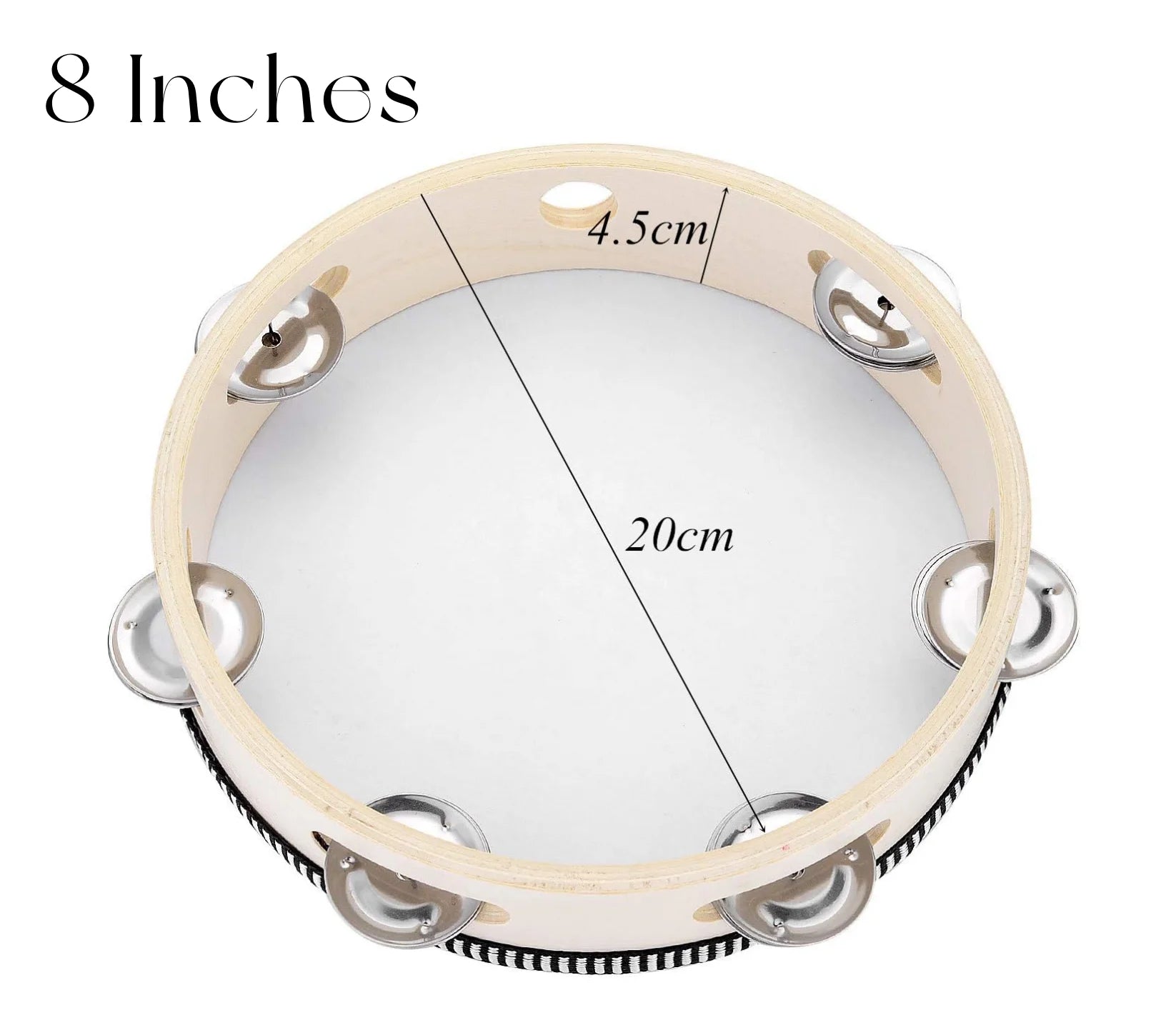 10-60PC 4/6/8Inch Wooden Handheld Tambourines Drums with Jingles