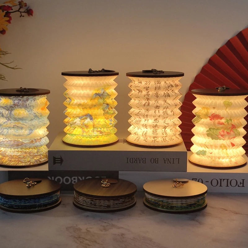 1PC Foldable Lantern Lamp Dimmable LED Light USB Rechargeable DIY Craft