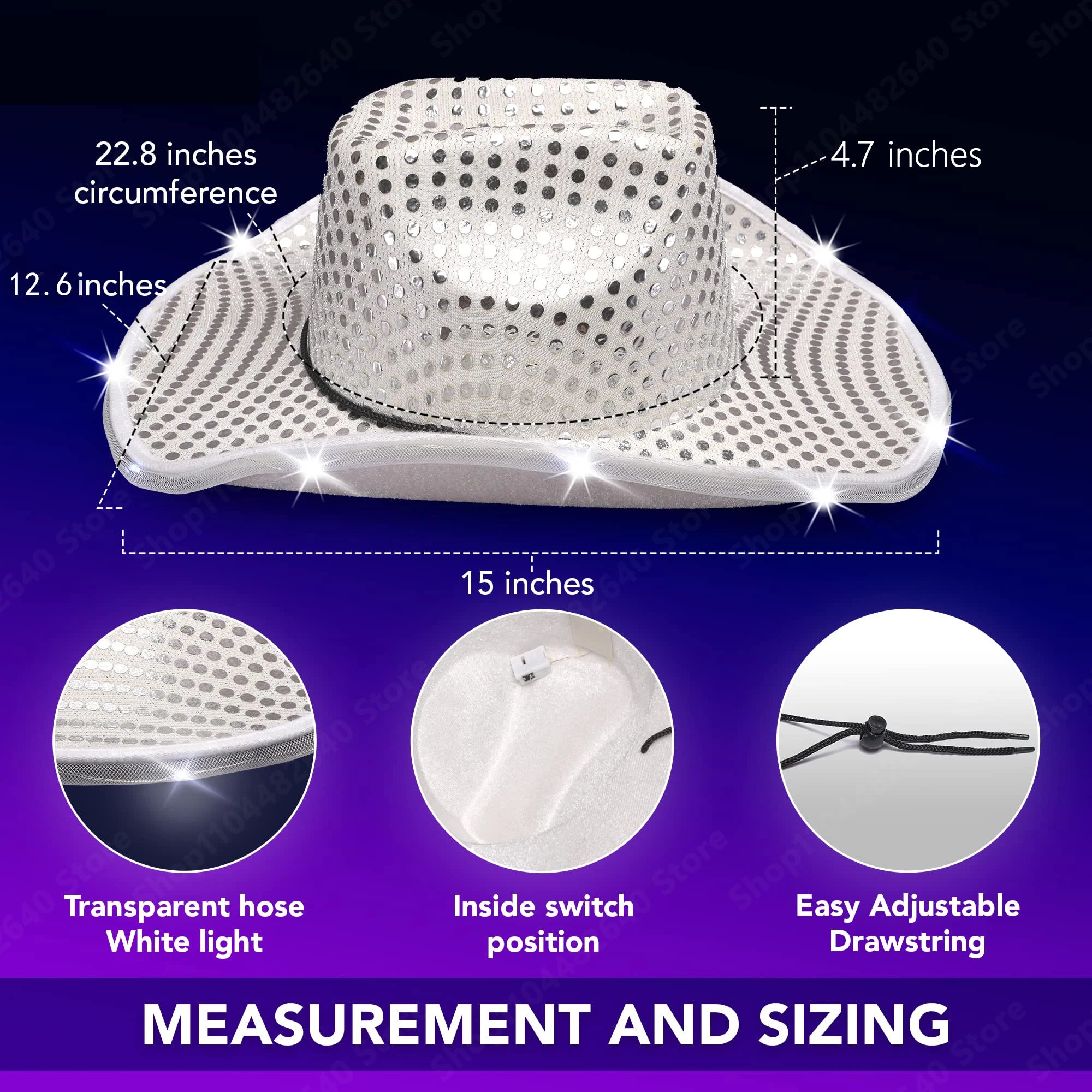 8-80PC Light Up LED Cowboy Hats