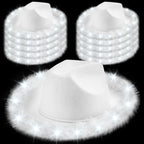 Light Up LED Cowboy Hat With Feather Optional Sunglasses