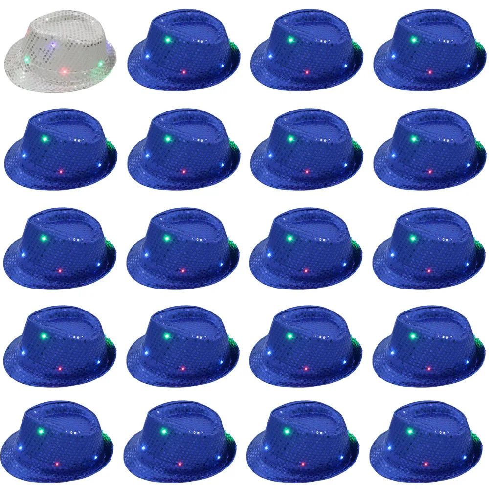 Light Up Straw Fedora Hats