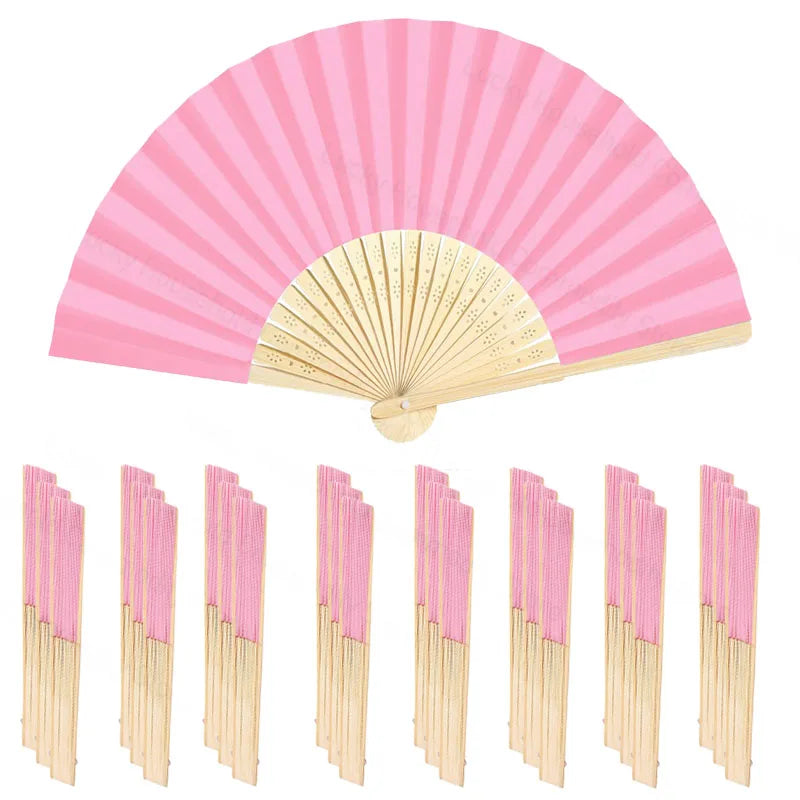 40-240PC Folding Hand Fans Optional Fabric Gift Bag