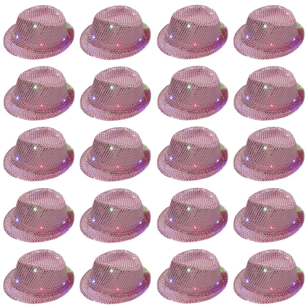Light Up Straw Fedora Hats