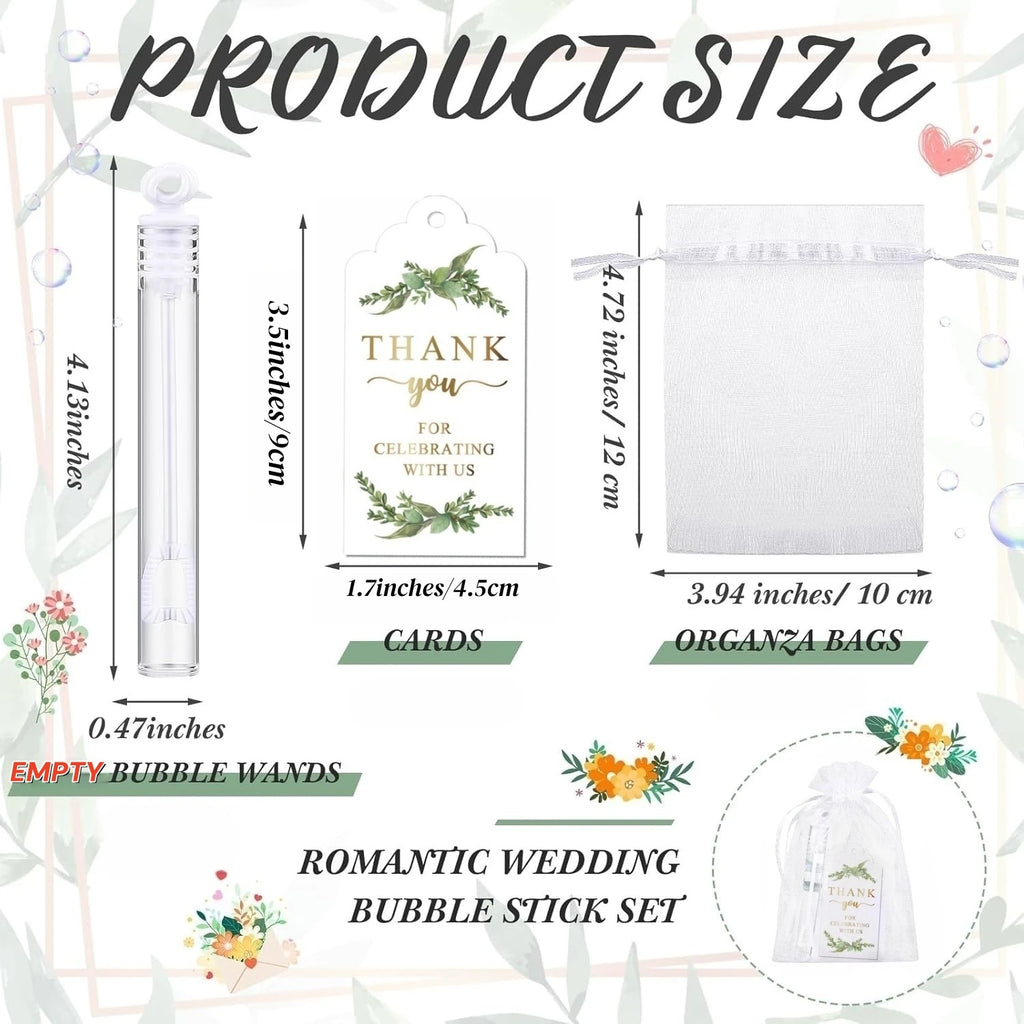 50/100PC Empty Bubble Wands with Gift Bag & Thank You Card