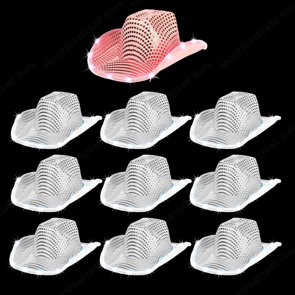 8-80PC Light Up LED Cowboy Hats