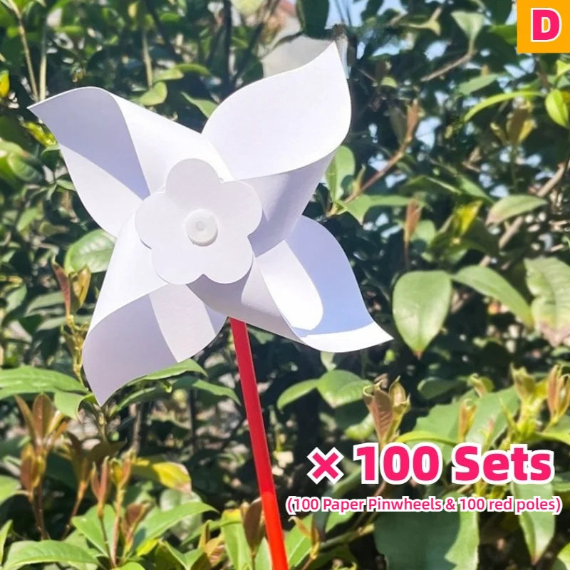 100PC Blank DIY Paper Pinwheels