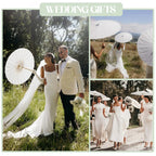 12-90PC 84CM White Paper Umbrella Parasol & Folding Hand Fan Set