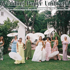 12-90PC 84CM White Paper Umbrella Parasol & Folding Hand Fan Set