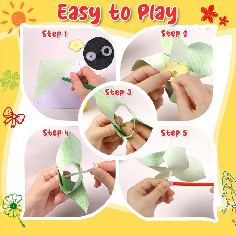 100PC Blank DIY Paper Pinwheels