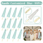 24-90PC 84CM Customised Wooden Handle Paper Umbrellas Parasols