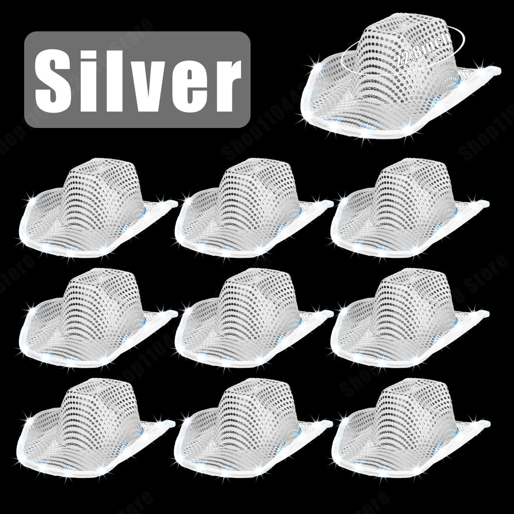 8-80PC Light Up LED Cowboy Hats