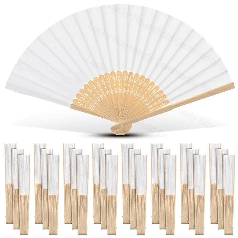 40-240PC Folding Hand Fans Optional Fabric Gift Bag