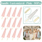 24-90PC 84CM Customised Wooden Handle Paper Umbrellas Parasols