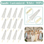 24-90PC 84CM Customised Wooden Handle Paper Umbrellas Parasols