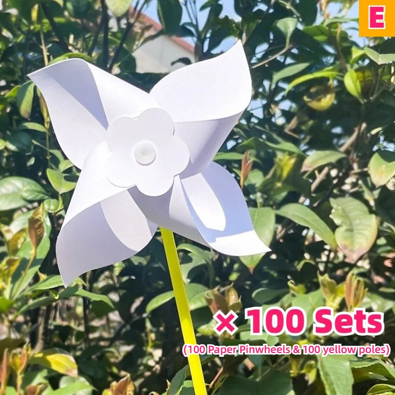 100PC Blank DIY Paper Pinwheels