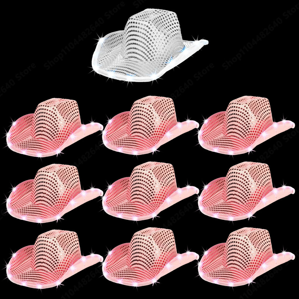8-80PC Light Up LED Cowboy Hats