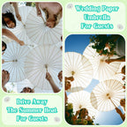 24-90PC 84CM Customised Wooden Handle Paper Umbrellas Parasols