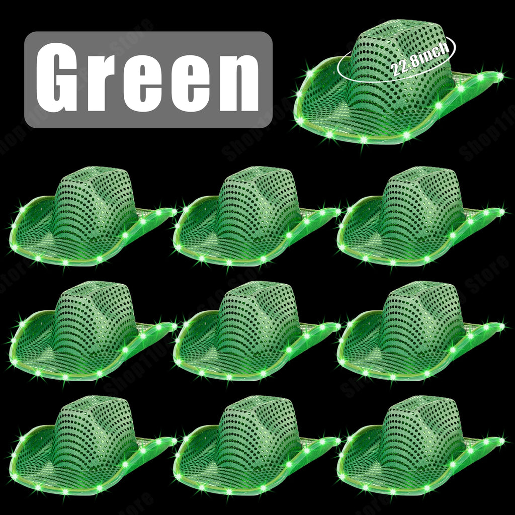 8-80PC Light Up LED Cowboy Hats
