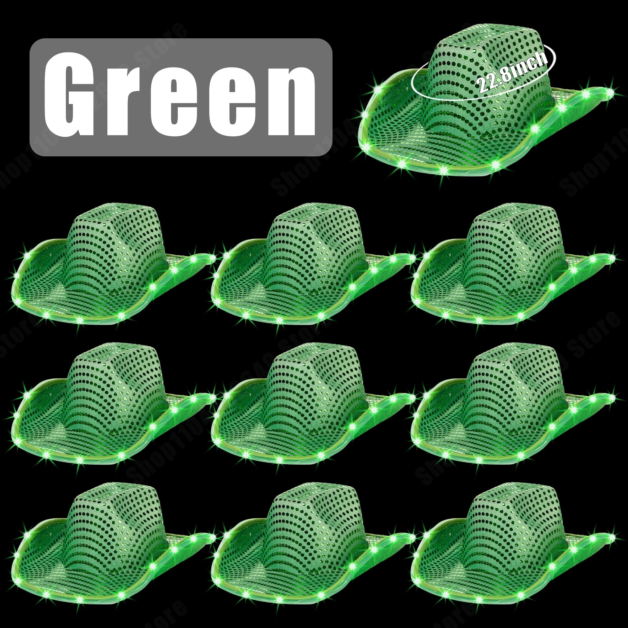 8-80PC Light Up LED Cowboy Hats