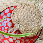6/12/24PC 27cm Bamboo Raffia Hand Fans