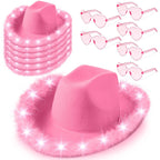 Light Up LED Cowboy Hat With Feather Optional Sunglasses